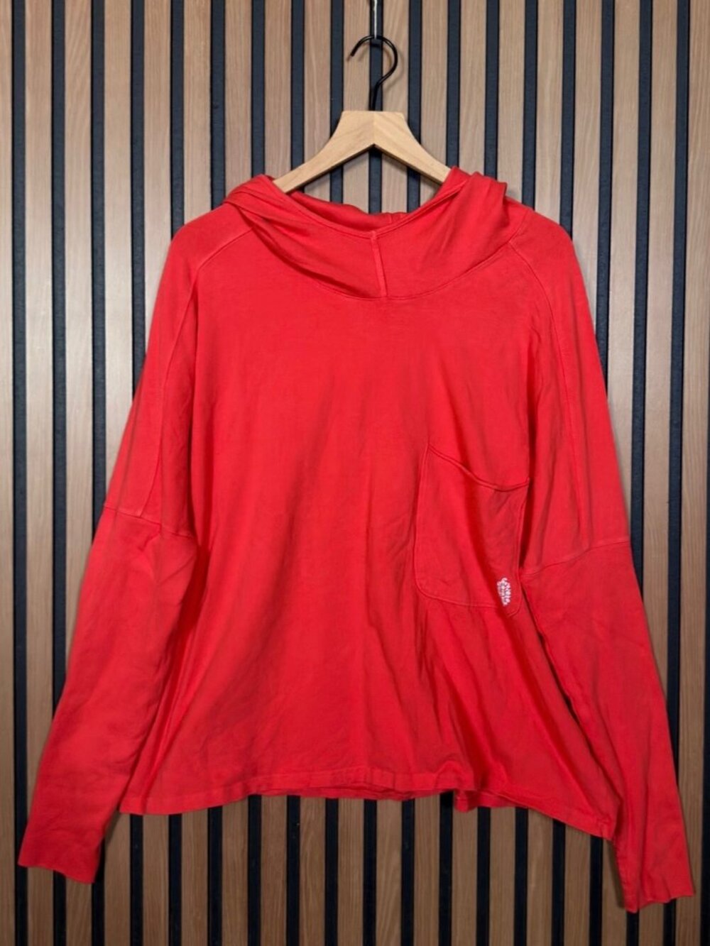 Free People Hoodie Small Red Fleece Pullover Sweater Athletic FP Movement